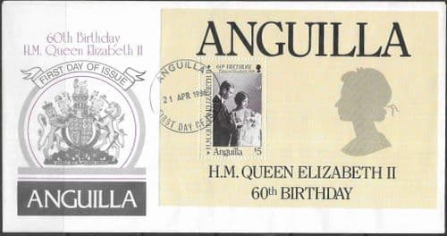 Anguilla 1986 Queen Elizabeth II 60th Birthday First Day Cover.