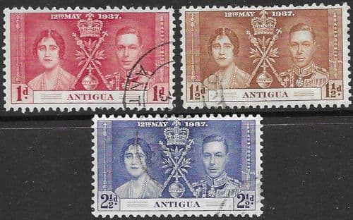 Antigua 1937 King George VI Coronation Set Fine Used