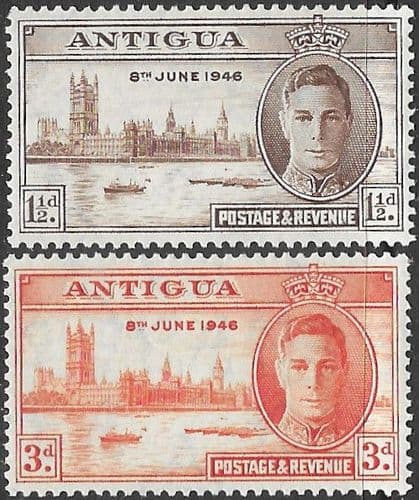 Antigua 1946 King George VI Victory Set Fine Mint
