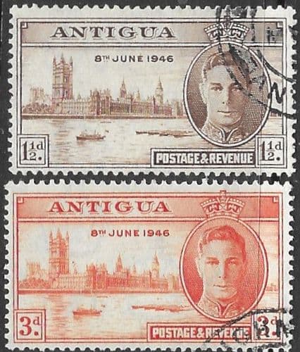 Antigua 1946 King George VI Victory Set Fine Used