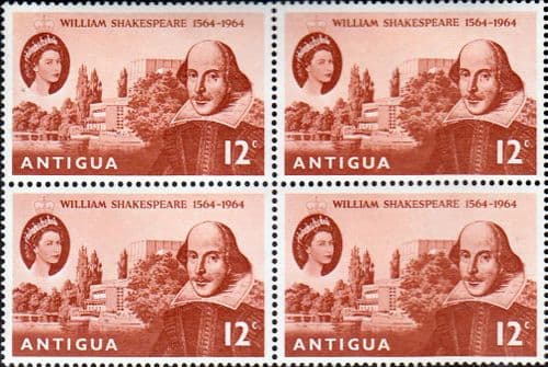 Antigua 1964 William Shakespeare Fine Mint Block of 4