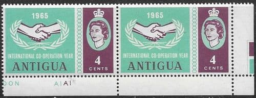 Antigua 1965 International Co-operation Year SG 168 Error paired with Normal Fine Mint