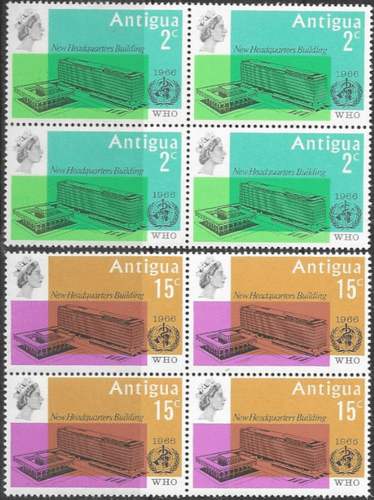 Antigua 1966 World Health Organisation Set Blocks of 4 Fine Mint