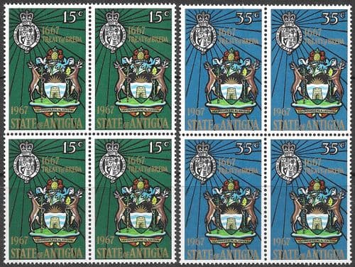 Antigua 1967 Treaty of Breda Block of 4 Set Fine Mint
