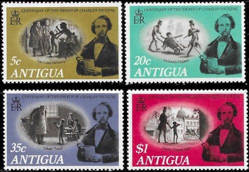 Antigua 1970 Centenary of Charles Dickens Set Fine Mint