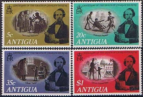 Antigua 1970 Centenary of Charles Dickens Set Fine Mint