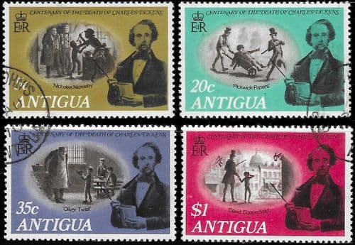 Antigua 1970 Centenary of Charles Dickens Set Fine Used