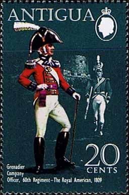 Antigua 1970 Military Uniforms SG 292 60th Regiment The Royal American 1809 Fine Mint