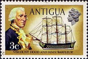 Antigua 1970 Ships and Captains SG 272 Viscount Hood and H.M.S. Barfleur Fine Mint