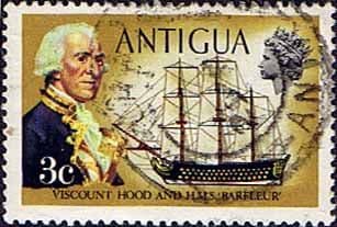 Antigua 1970 Ships and Captains SG 272 Viscount Hood and H.M.S. Barfleur Fine Used