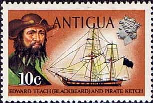 Antigua 1970 Ships and Captains SG 276 Blackbeard and Pirate Ketch Fine Mint