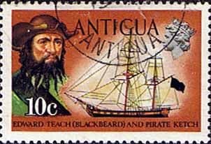 Antigua 1970 Ships and Captains SG 276 Blackbeard and Pirate Ketch Fine Used