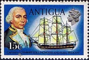 Antigua 1970 Ships and Captains SG 277 Captain Collingwood and H.M.S. Pelican Fine Mint