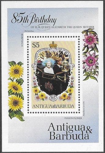 Antigua 1985 Queen Mother Life and Times Miniature Sheet Fine Mint