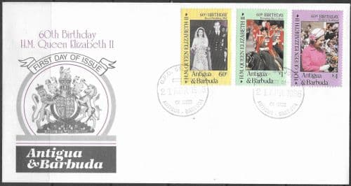 Antigua 1986 Queen Elizabeth II 60th Birthday First Day Cover