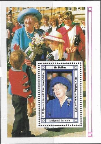 Antigua and Barbuda 1990 Queen Mother 90th Birthday Miniature Sheet Fine Mint