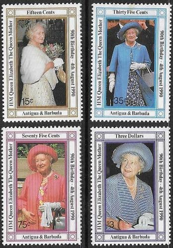 Antigua and Barbuda 1990 Queen Mother 90th Birthday Set Fine Mint