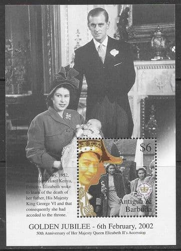 Antigua Barbuda 2002 Golden Jubilee Miniature Sheet Fine Mint
