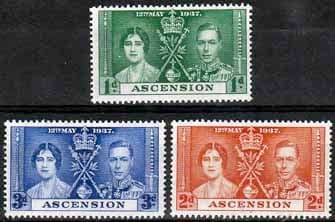 Ascension 1937 King George VI Coronation Set Fine Mint