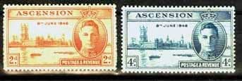 Ascension 1946 King George VI Victory Set Fine Mint