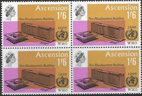 Ascension 1966 World Health Organisation Block of 4 SG 98 Fine Mint