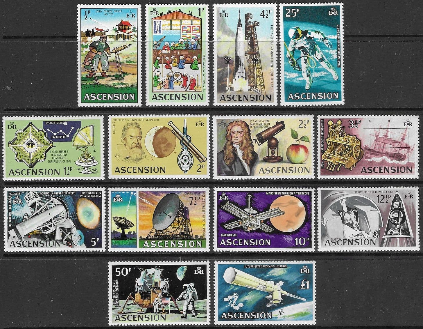 Postage Stamps Ascension Island 1971 Evolution of Space Travel Set Fine