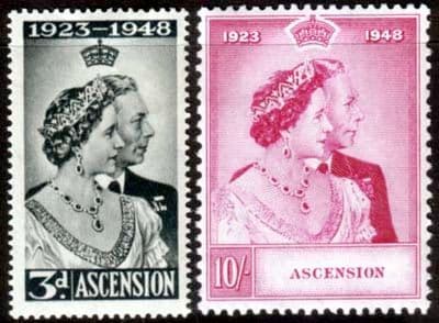 Ascension Islands 1948 King George VI Royal Silver Wedding Set Fine Mint