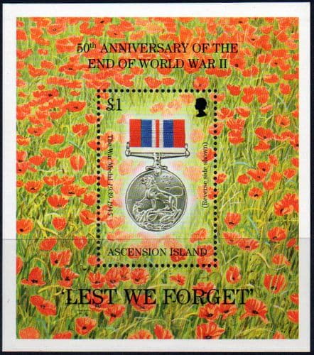 Ascension Islands 1995 End of Second World War Miniature Sheet Fine Mint