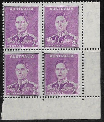 Australia 1938 SG 185 King George Block of 4 Fine Mint