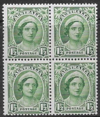 Australia 1942 Manley Queens Head Block of 4 SG 204 Fine Mint