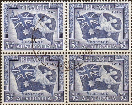 Australia 1946 King George VI Victory SG 214 Fine Used Block of 4