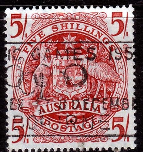 Australia 1948 SG 224a 5/- Coat Of Arms Fine Used