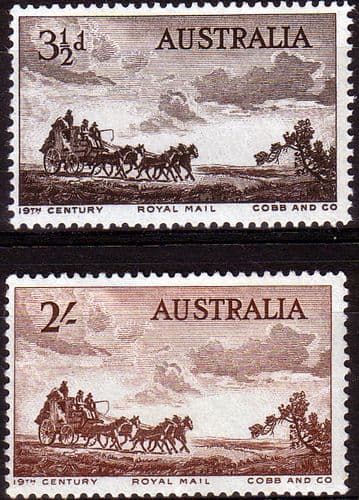 Australia 1955 SG 284 5 Cob Mail Coach Set Fine Mint