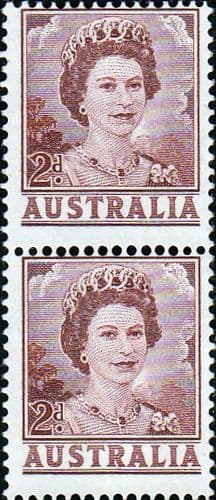 Australia 1959 SG 309a Lisenden Queen Elizabeth Fine Mint Coil Pair