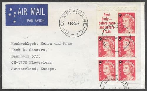 Australia 1966 SG 385a Queen Elizabeth II Head Fine Used on Cover