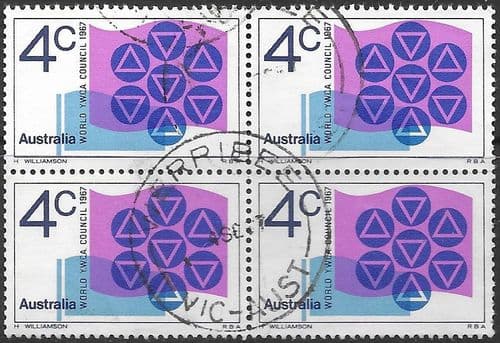Australia 1967 World Y.M.C.A. Council Block of 4 SG 412 Fine Used
