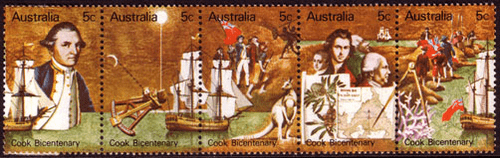 Australia 1970 Captain Cook Bicentenary Strip Fine Mint