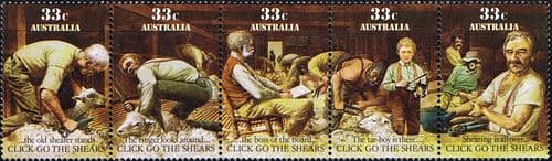 Australia 1986 Click go the Shears Strip Fine Mint