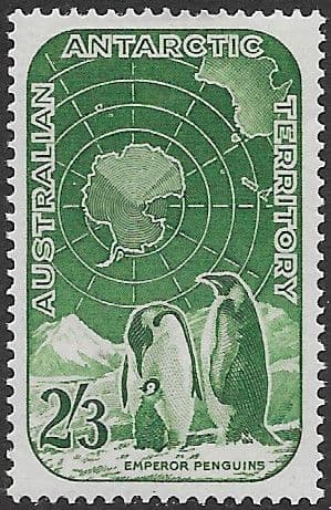 Australian Antarctic Territory 1959 SG 5 Map of Antarctica and Emperor Penguins Fine Mint