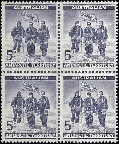 Australian Antarctic Territory 1961 Shackleton Expedition Block of 4 SG 6 Fine Mint
