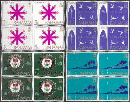Bahamas 1971 Christmas Block of 4 Set Fine Mint