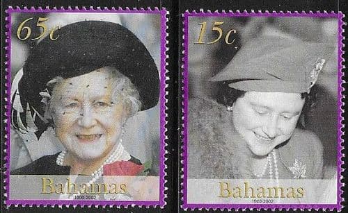Bahamas 2002 Queen Elizabeth the Queen Mother Commemoration Set Fine Mint