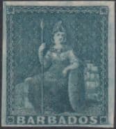Barbados 1852 Britania SG 4 Imperf Good Mint