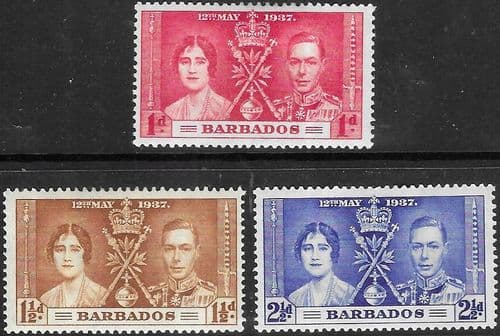 Barbados 1937 King George VI Coronation Set Fine Mint