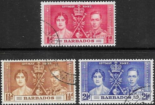 Barbados 1937 King George VI Coronation Set Fine Used