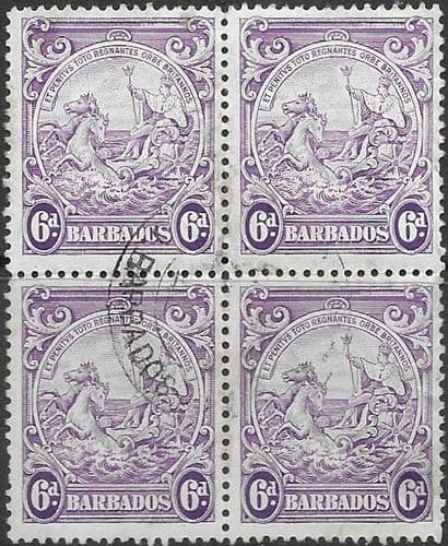 Barbados 1938 Badge of the Colony SG 254 Block of 4 Fine Used