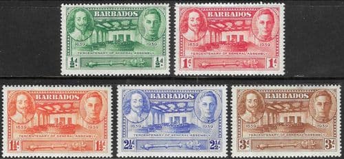 Barbados 1939 Tercentenary of General Assembly Set Fine Mint