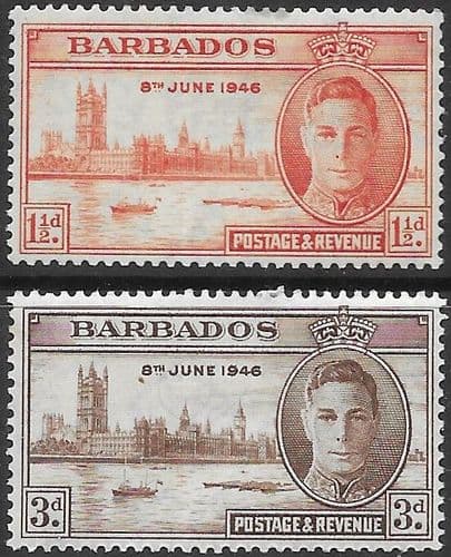 Barbados 1946 King George VI Victory Set Fine Mint