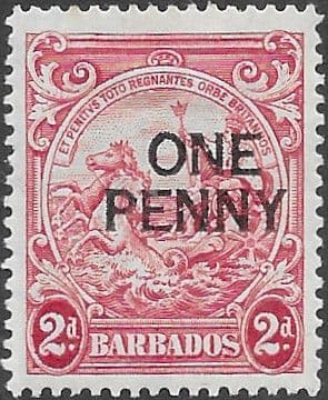 Barbados 1947 Victory Surcharged SG264e Fine Mint