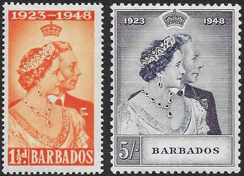 Barbados 1948 King George VI Royal Silver Wedding Set Fine Mint